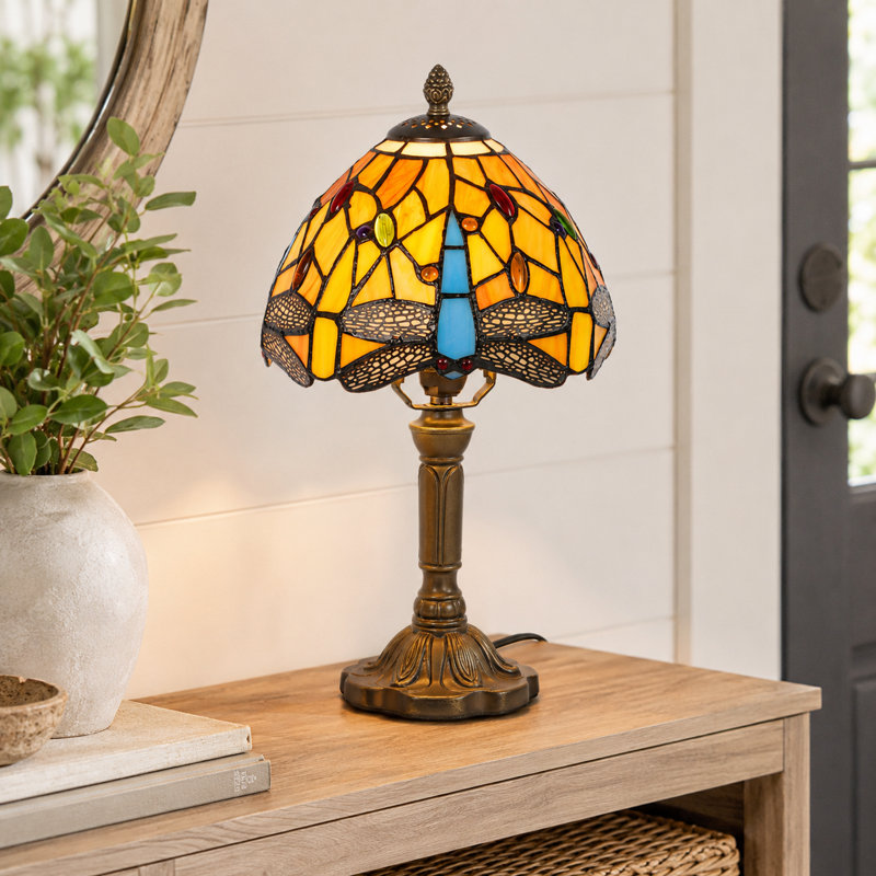 14" Tiffany Style Dragonfly Table Lamp (Bulb Include)