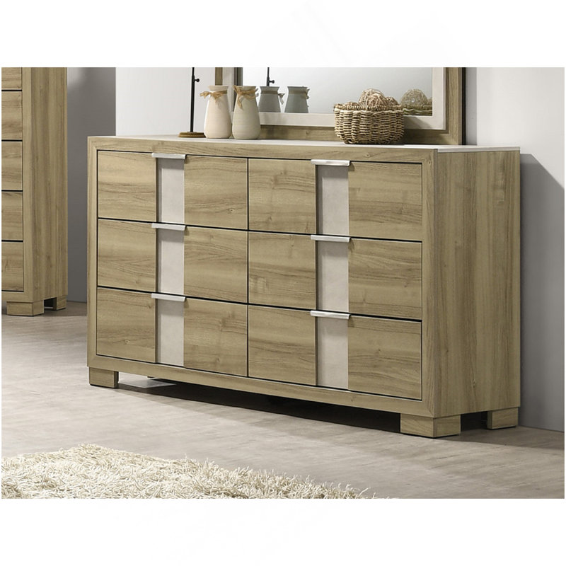 Mobilier de chambre à coucher en bois flotté avec commode à six tiroirs 1pc