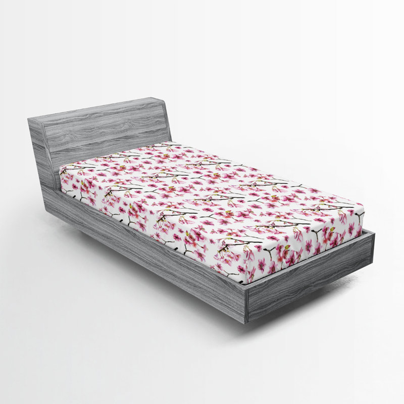 Drap-housse Ambesonne, paquet de 2, Drap-housse simple TG, Rose vif / vert / brun floral