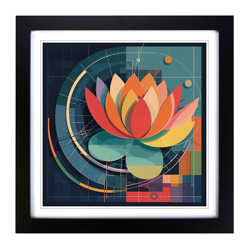 Lotus Flower Constructivism No.7 - Framed Print, Black