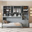 Lit escamotable simple avec placard, tiroirs de rangement et bureau-2001186549
