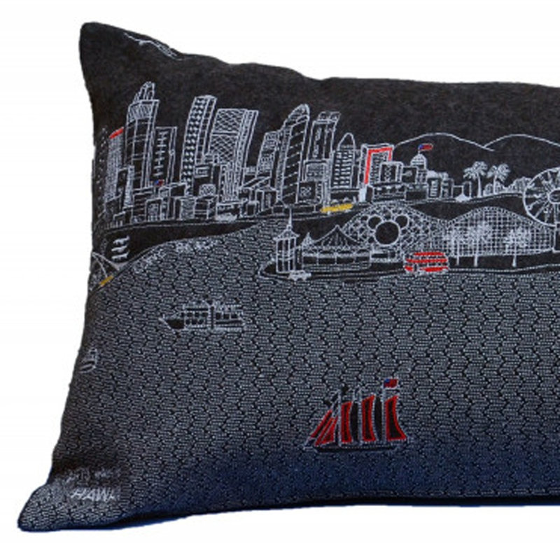 Coussin lombaire 35 po Los Angeles, Gris, 14 po x 35 po