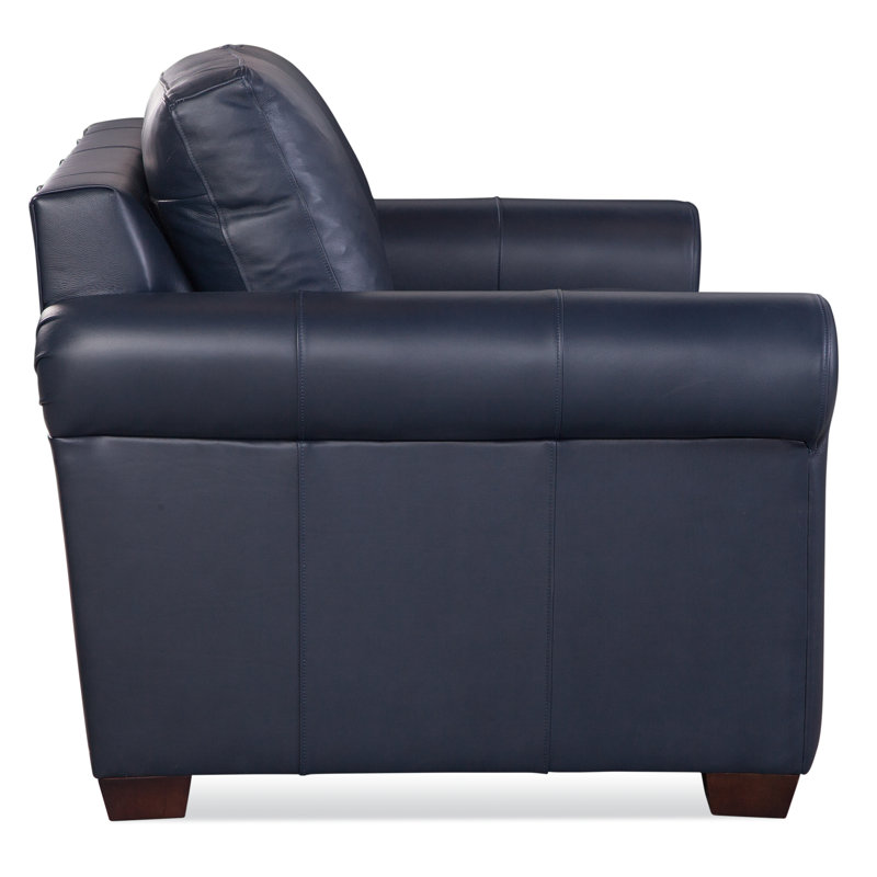 Bedford Leather Loveseat, Luxtan Navy, Java