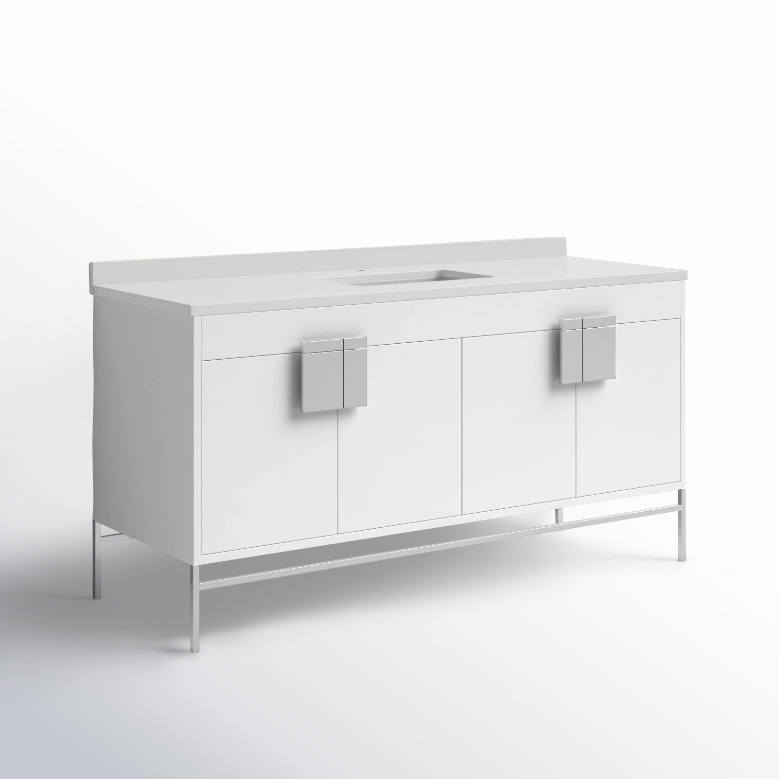 Maisie 60'' Single Bathroom Vanity, White, Black