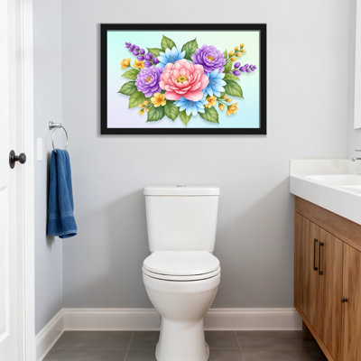 Plantes et fleurs, bouquet floral coloré avec des fleurs roses, mauves et bleues