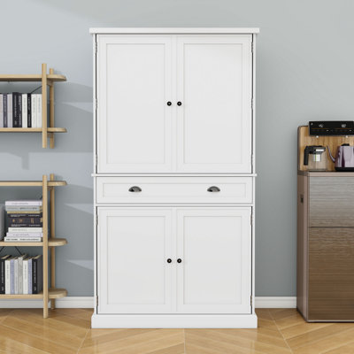 Kitchen Pantry with Cabinet, Trays, Drawer and Adjustabel Shelves