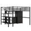 Lit mezzanine en métal avec ensemble de table et garde-robe