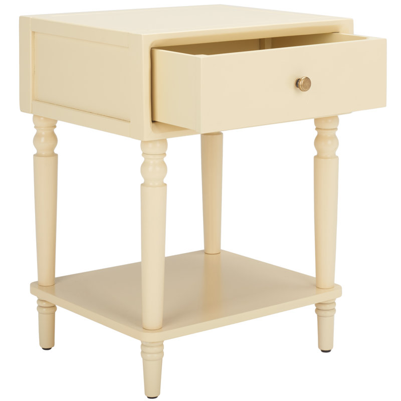 Kleban Solid Wood End Table with Storage, Vanilla
