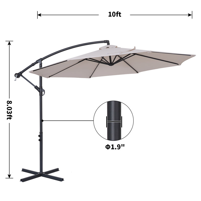 Parasol en porte-à-faux 10 pi Erbe, Beige