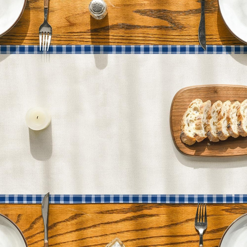 Spring Table Runner With Buffalo Plaid, Birds, Butterflies & Sunflowers – Multicolor – Seasonal Fabric Table Décor, Blue