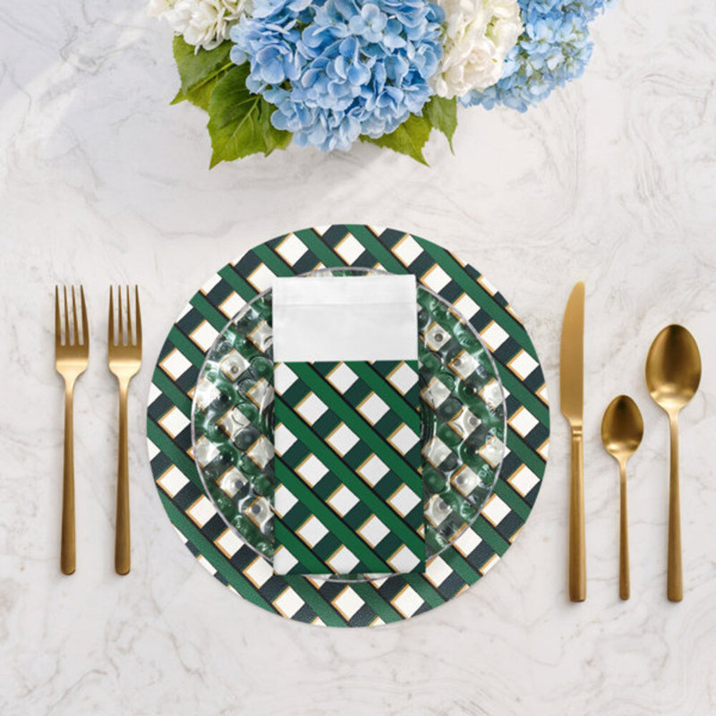 Cotton Blend Square Napkins, Green