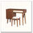 39" Retro Bohemian Wooden Makeup Vanity Set with Stool