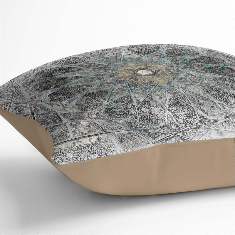 Mosaic Pattern Cushion with Filling, Stone, 40cm H x 40cm W x 15cm D
