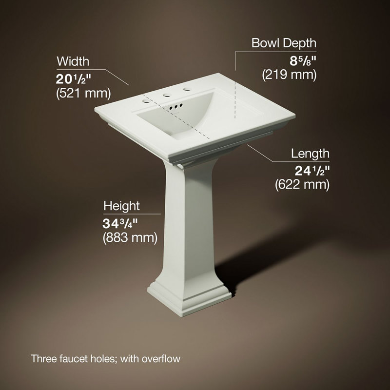 Memoirs® Stately 24" Pedestal Bathroom Sink with 4" Centerset Faucet Holes, Dune, 34.75" H x 20.5" W x 24.5" L, 8" Centers
