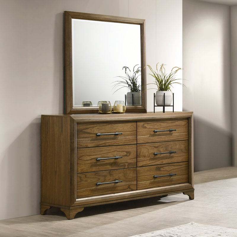 Ensemble commode et miroir en bois 2 pièces Virginie