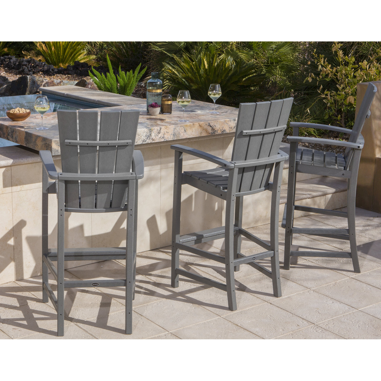 POLYWOOD® Quattro Patio Bar Stool, Slate Gray