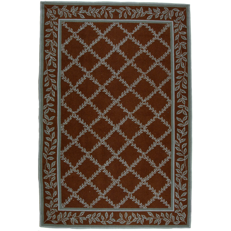Hollander Hand-Hooked Wool Brown Area Rug, Rectangle 9' x 12'