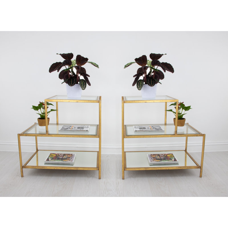 Hanna End Table, Antiqued Gold Leaf