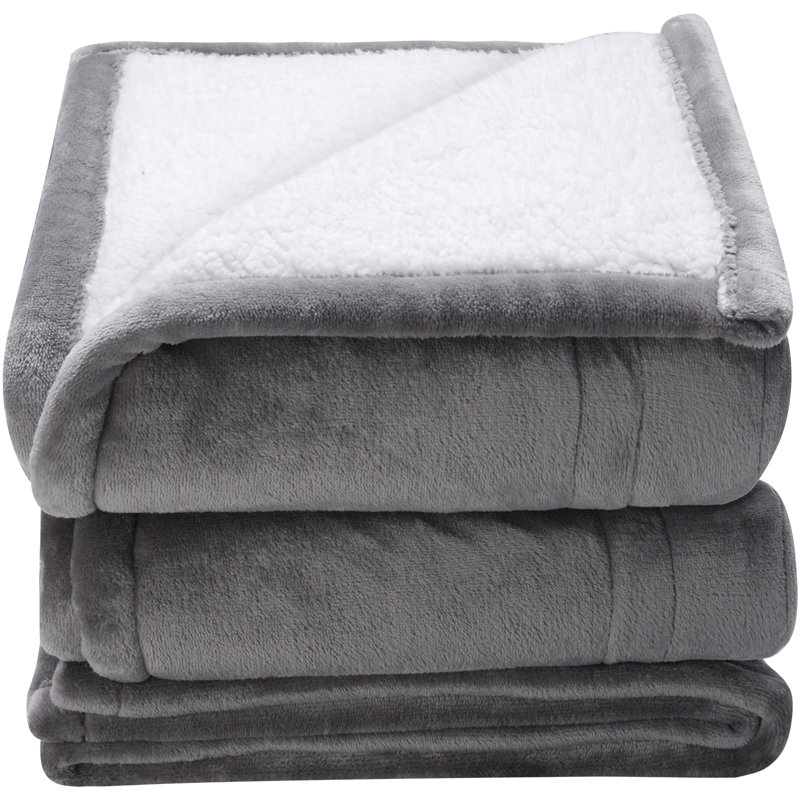 Jeté en flanelle électrique chauffant, L 50 po x L 60 po, Gris