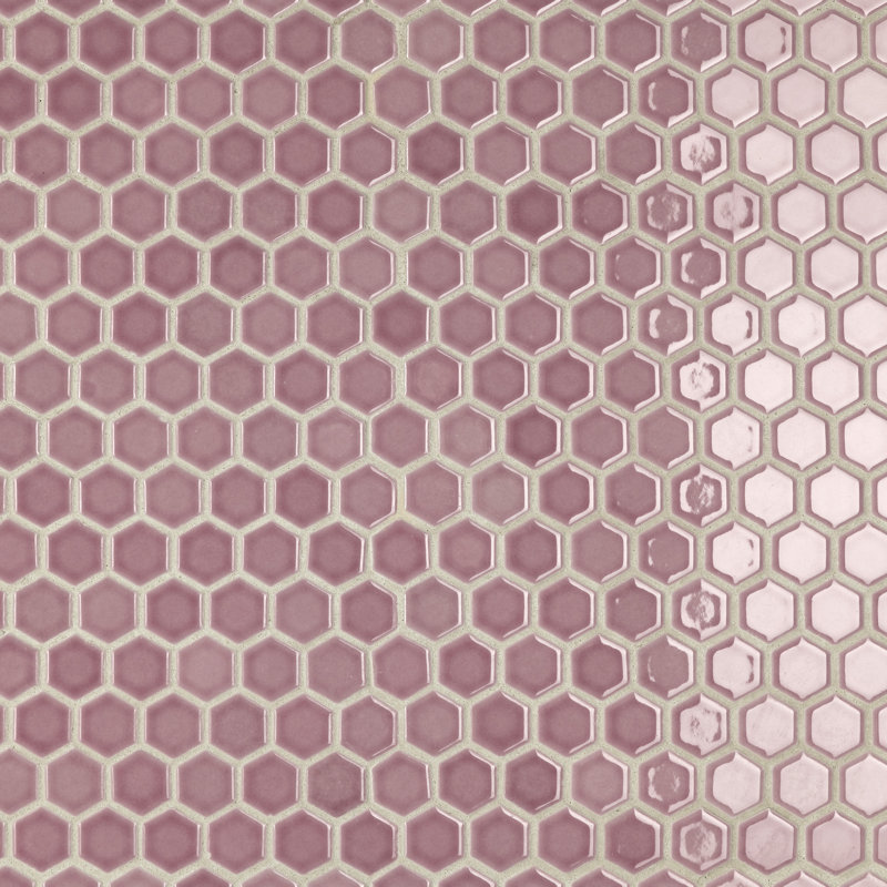 Tribeca 1" Hex Glossy 10-1/4 " x 11-7/8 " Porcelain Mosaic Floor and Wall Tile, Blush