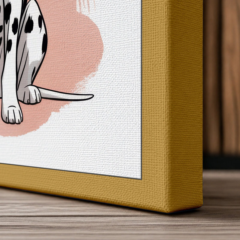 Dalmatian in Pink Modern - Wrapped Canvas, 18x12 - 45.7 x 30.5 cm, Ochre Border