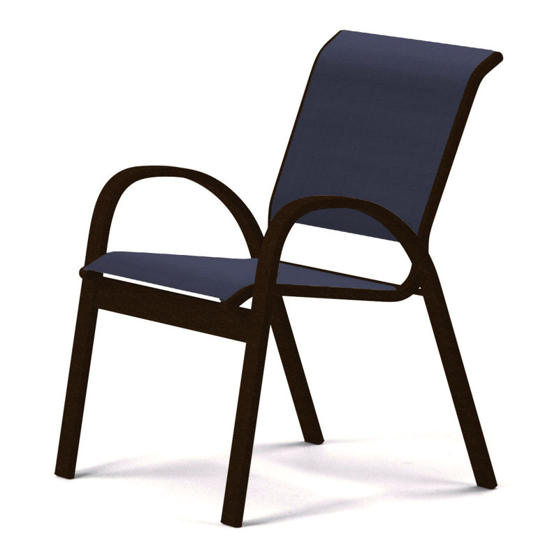 Aruba 1 Outdoor Dining Armchair, Textured Desert, Navy 13D Sunbrella®