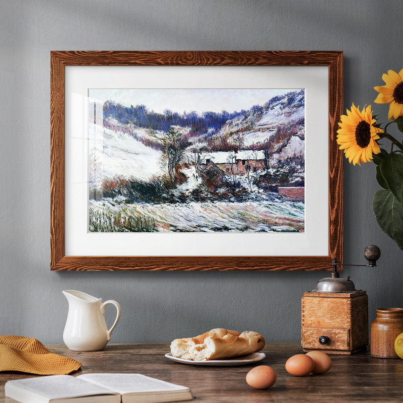 «Snow Effect At Falaise», 1886, reproduction d'art sur papier, Érable, H 26 po x l 38 po x P 1,5 po