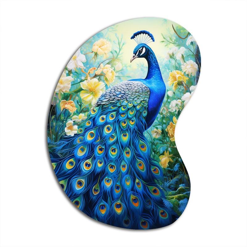 «Tavarous - Unique Shape Peacock», reproduction d'art asymétrique, H 31 po x l 22 po