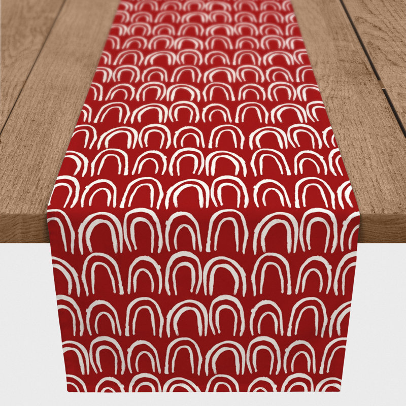 Chemin de table Maribeth, 90 po x 16 po, Rouge, Géométrique 2