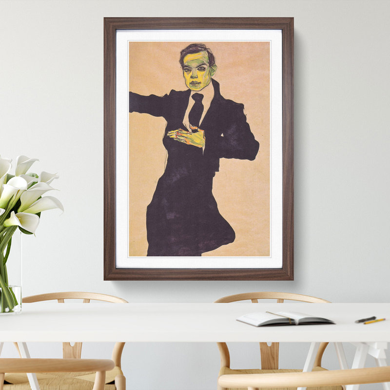 Maler Max by Egon Schiele - Picture Frame Painting, Walnut Framed, 36cm H x 27cm W x 2cm D