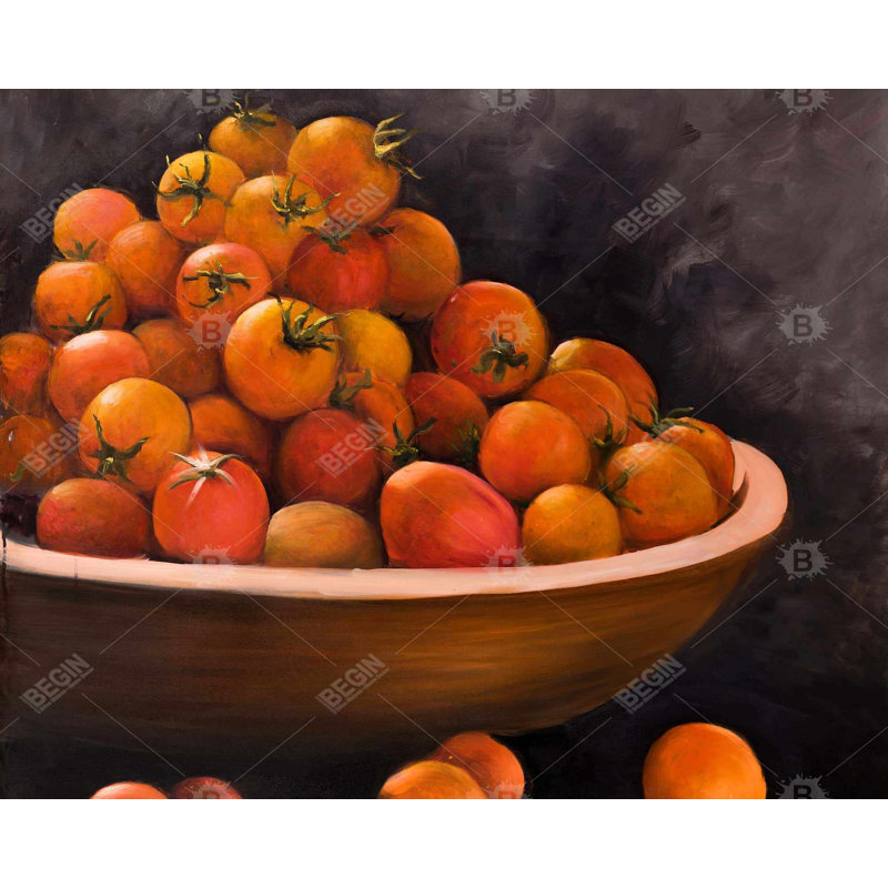 Bowl Of Cherry Tomatoes Print On Canvas
