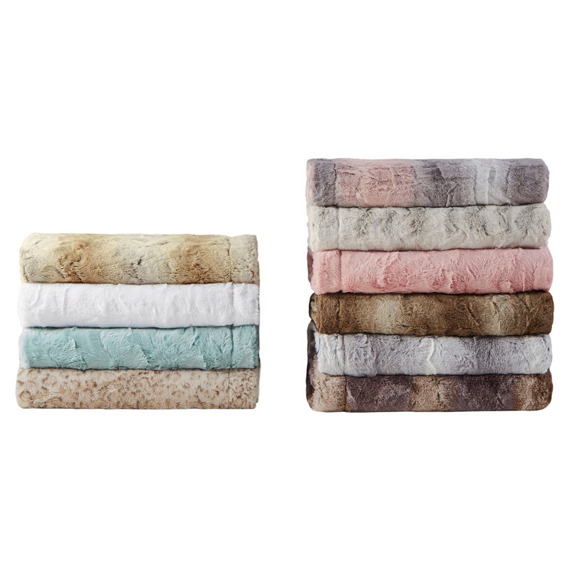 1PC 66X90" Faux Fur Blanket, 65.99" L x 89.99" W, Gray
