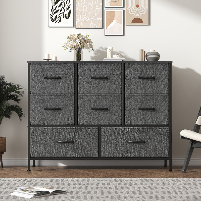 100 cm W Chest of 8 Drawers, Deep Grey