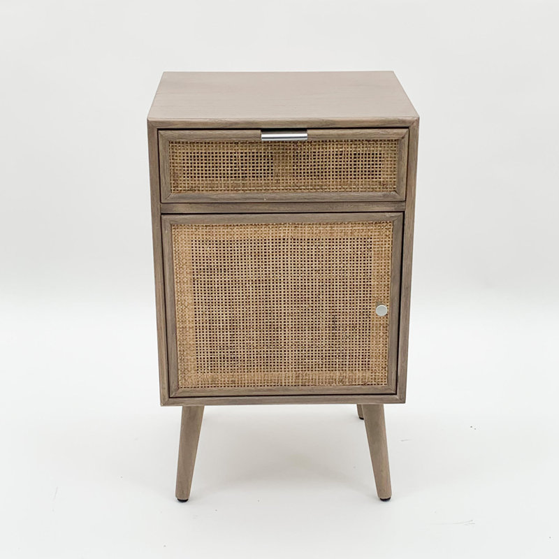 50cm W Solid + Manufactured Wood Bedside Table