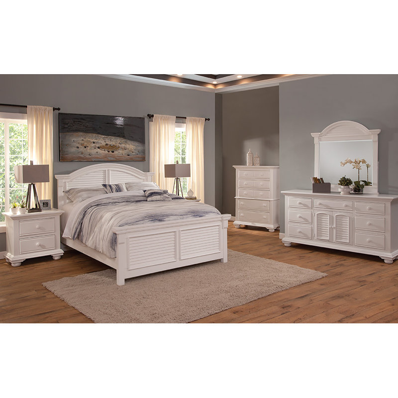 Benedith Standard Bed, Full, Distressed Eggshell White
