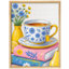 Blue Floral Teacup Still Life Framed Wall Art Prints - Cozy Kitchen Decor for Dining Room-125211902-125211900