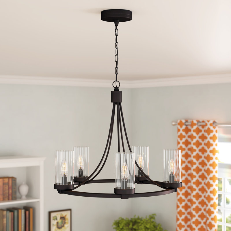 Totnes 5 - Light Wagon Wheel Chandelier