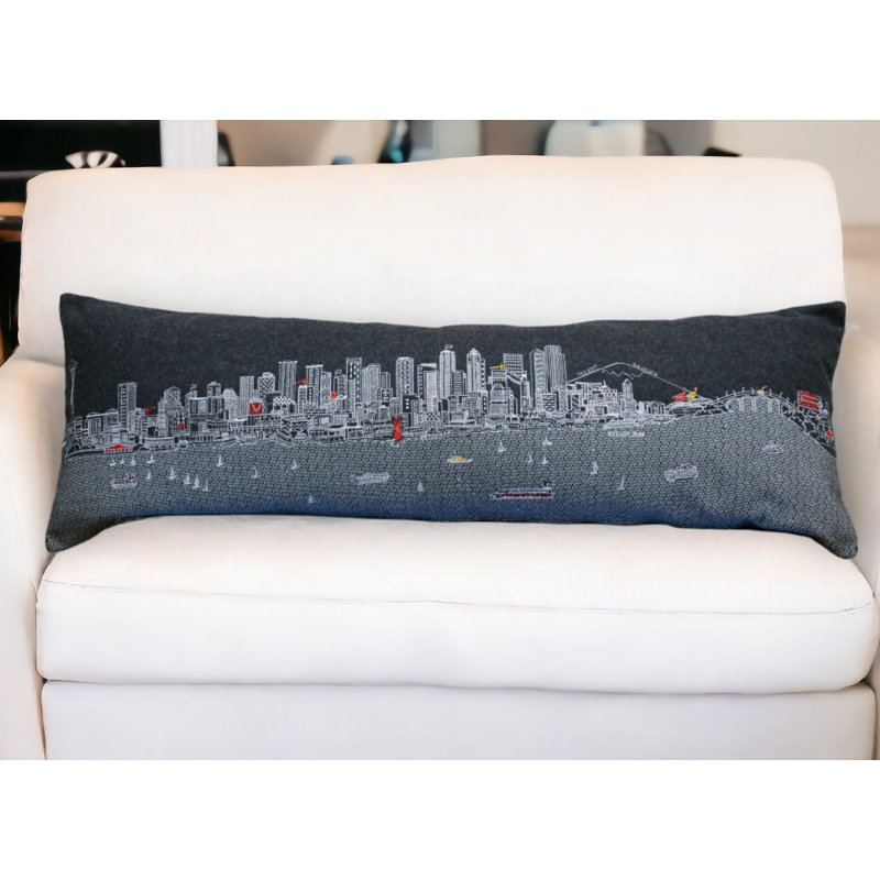 Coussin lombaire 14 "x 35" Seattle, Gris, 14 po x 45 po