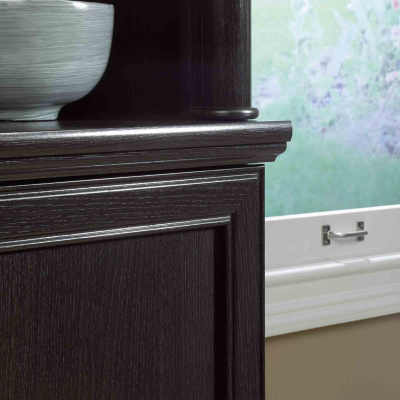 Wind Oak Dark Brown Adjustable Library Bookcase with Doors