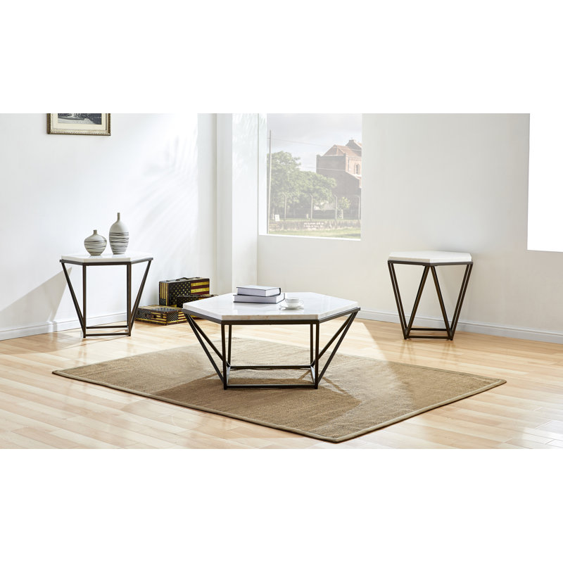 Firebaugh 3 - Piece Marble Top Living Room Table Set