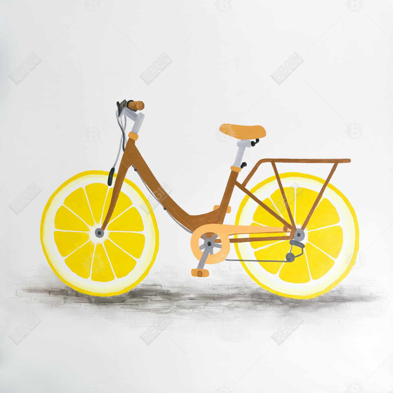 Lemon Wheel Bike - Toile de salon jaune pour la décoration intérieure