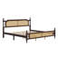 Lit en bois de pin - tête de lit en rotin, pied de lit en rotin et plateforme de lit central amélioré-794408034-794408032