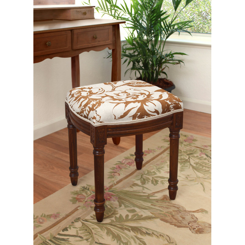 Tabouret de meuble-lavabo rembourré Camic, Noyers, Caramel