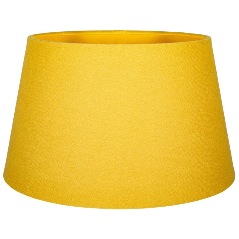 Traditional Linen Fabric Drum Shade for Pendant & Lampshade, Yellow, 22cm H x 35cm W x 35cm D