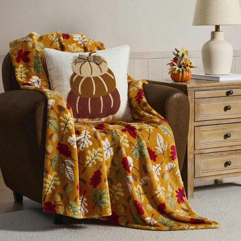 Hallmark Multicolor Oakdale 50" x 70" Plush Fall Throw Blanket