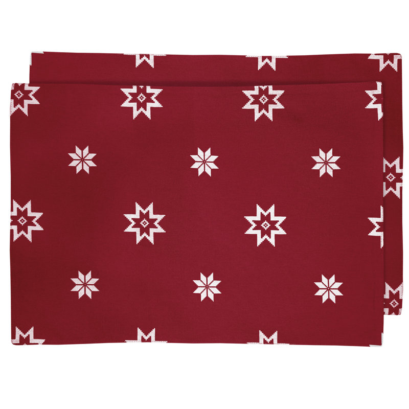Maeva Cotton Geometric Rectangle Placemat, Red