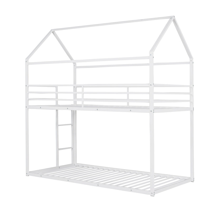 Lits superposés pour lit simple au-dessus de simple, lit superposé maison avec cadre de lit en métal, pas besoin de sommier
