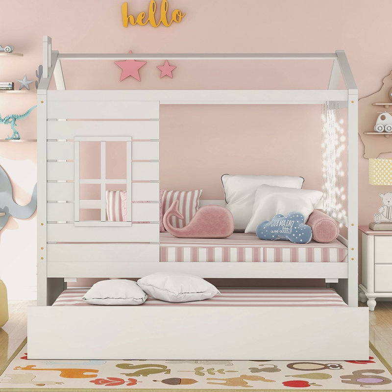 Lit simple en bois avec lit gigogne simple