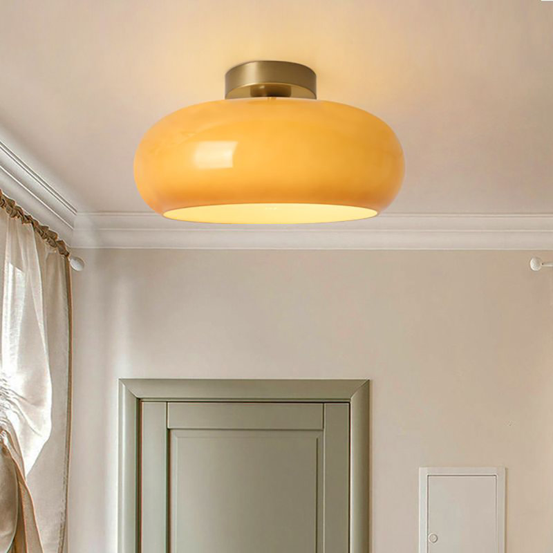Dorrie Glass Semi Flush Mount, Orange