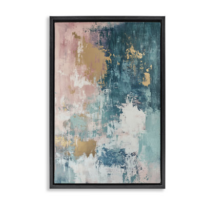  Teal Green Gold Abstract Canvas by Gina Kelly